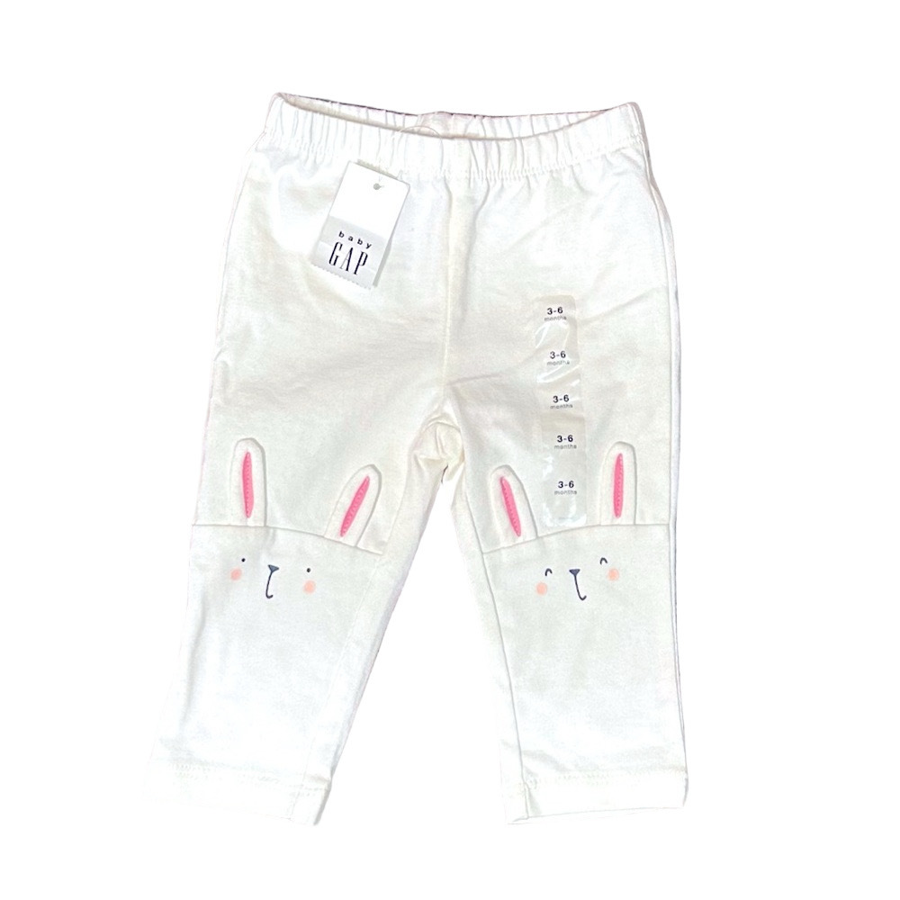 Baby Gap Bunny Knee Cream Pants Size 3-6 Months - Picture 1 of 3